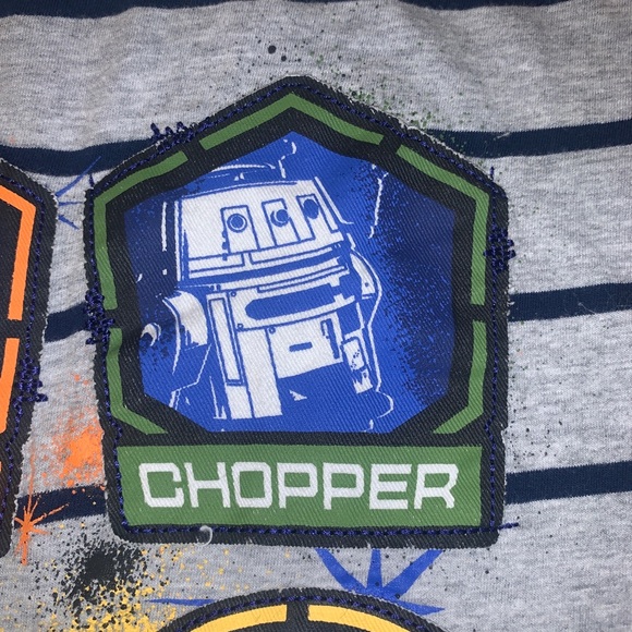 Boy's Size 9-10 Disney Store Star Wars Gray Navy Striped S/S T-Shirt Top Trooper - Picture 7 of 9